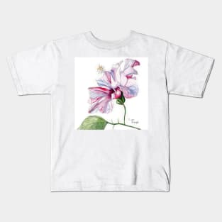 Pink Hibiscus Flower in watercolor Kids T-Shirt